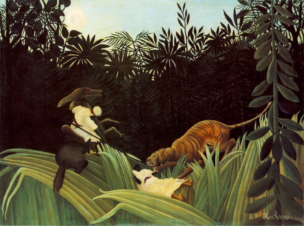 Scout Attacked by a Tiger, 1904 by Henri Rousseau