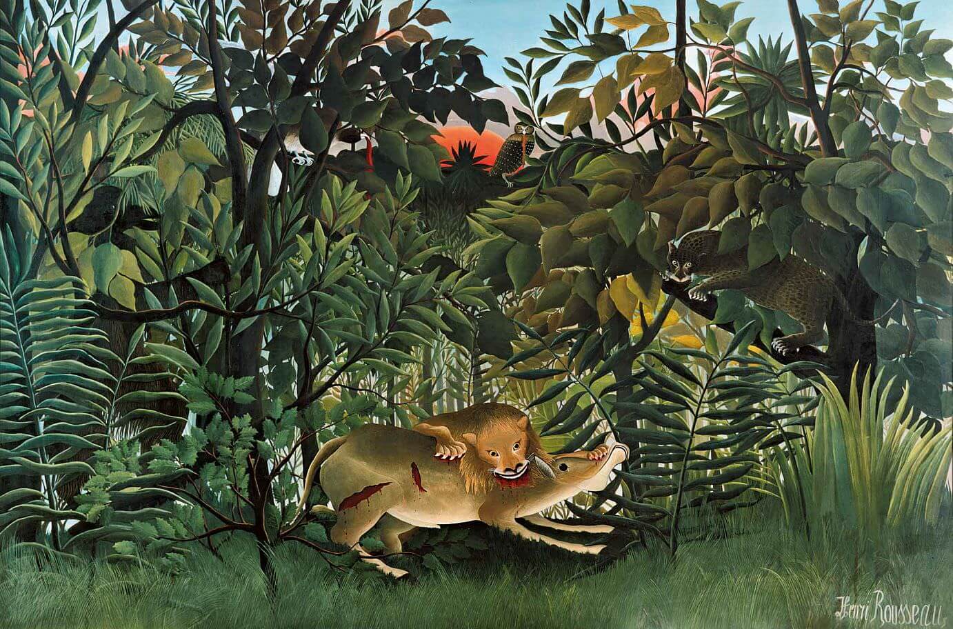 The Hungry Lion Throws Itself on the Antelope, 1905 by Henri Rousseau